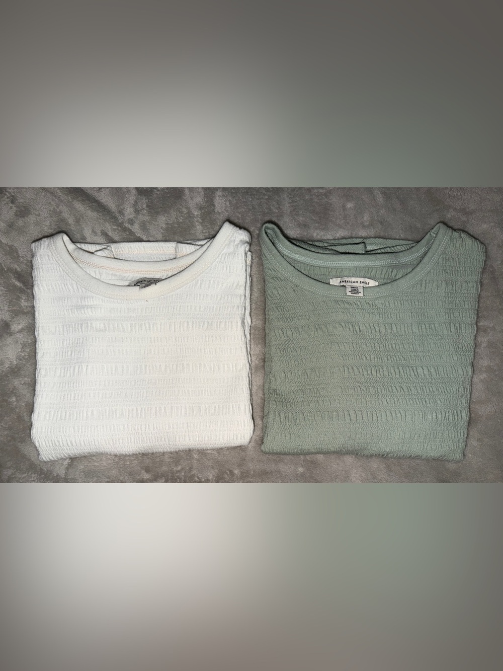 Women’s Small American Eagle Cute Crop Top White & Green Ruffle Shirt Set